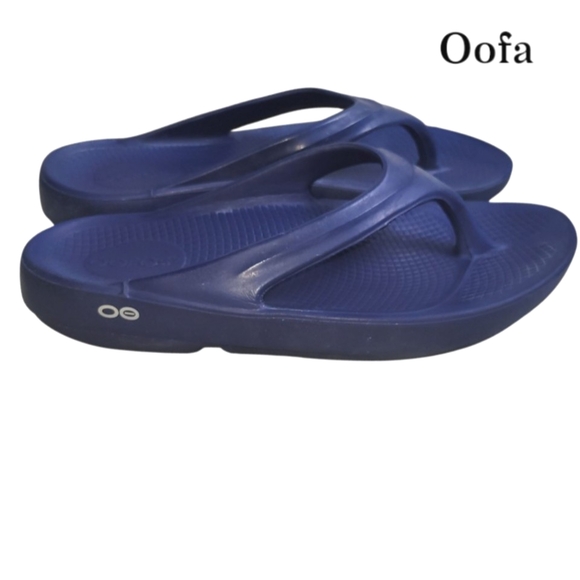 Oofos Original Recovery Toe Thong Flip Flop Sandal Summer Shoe Blue Women 9 - Picture 1 of 8